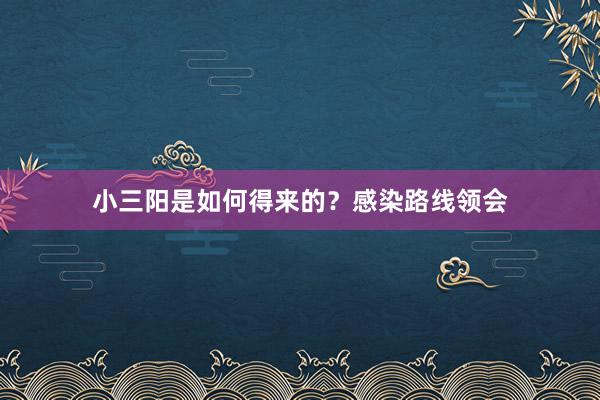 小三阳是如何得来的？感染路线领会